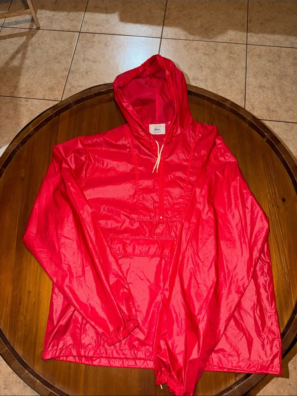 Lacoste Red Hooded Nylon Windbreaker
